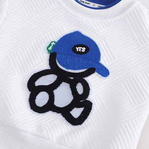 White & Grey Rock on Teddy 2 piece Track Suit set for Toddlers & Kids - Little Surprise BoxWhite & Grey Rock on Teddy 2 piece Track Suit set for Toddlers & Kids