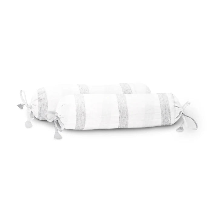 The Baby Atelier 100% Organic Baby Bolster Cover Set without fillers Grey Pencil Stripe