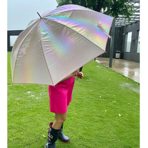 White Holographic Glitter Rain Umbrella for Kids & Adults - Little Surprise BoxWhite Holographic Glitter Rain Umbrella for Kids & Adults