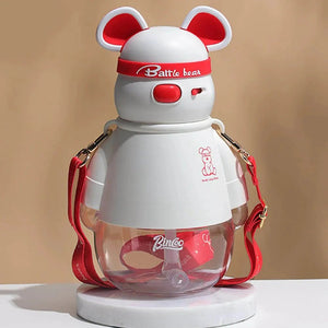 White, Kelly Jo Bear water bottle for Kids and Adults, 1100 ml, Red - Little Surprise BoxWhite, Kelly Jo Bear water bottle for Kids and Adults, 1100 ml, Red