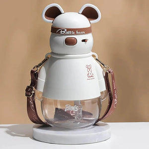 White, Kelly Jo Bear water bottle for Kids and Adults,1100 ml, Brown - Little Surprise BoxWhite, Kelly Jo Bear water bottle for Kids and Adults,1100 ml, Brown