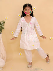 White Lotus Girls Kurta Pajama Set