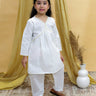 White Lotus Girls Kurta Pajama Set - KES-BK-WHLT-6-12