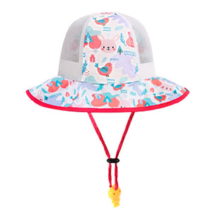 White Rabbit breathable Net wide brim Sun Hat for Kids& Toddlers with Adjustable Strap - 2 - 5 years Swim