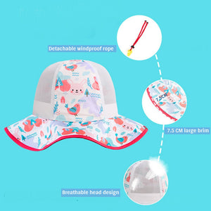 White Rabbit breathable Net wide brim Sun Hat for Kids& Toddlers with Adjustable Strap - 2 - 5 years Swim