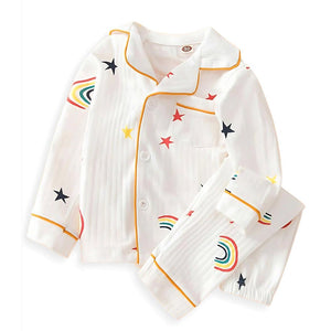 White Rainbow & Stars print soft cotton Kids nightsuit - 2 - 3 Years Nightsuits