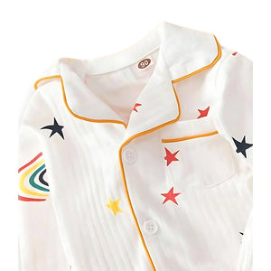 White Rainbow & Stars print soft cotton Kids nightsuit - 2 - 3 Years Nightsuits