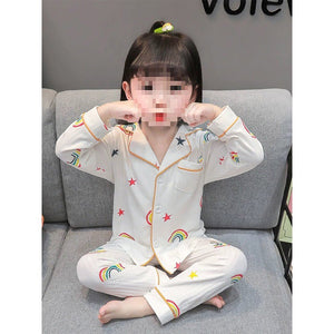 White Rainbow & Stars print soft cotton Kids nightsuit - 2 - 3 Years Nightsuits