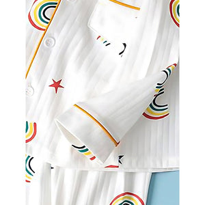 White Rainbow & Stars print soft cotton Kids nightsuit - 2 - 3 Years Nightsuits