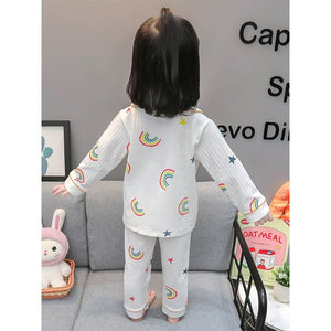 White Rainbow & Stars print soft cotton Kids nightsuit - 2 - 3 Years Nightsuits