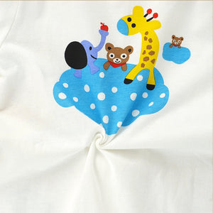 White Romper with Blue Elephant and Yellow Giraffe Print, 1 - 2 years - Kids Clothing