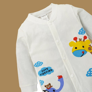 White Romper with Blue Elephant and Yellow Giraffe Print, 1 - 2 years - Kids Clothing
