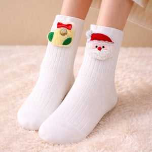 White Santa & Sockings Christmas Themed Ankle Length Socks For Kids - 2 - 4 Years Christmas