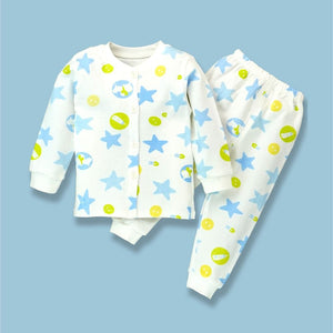 White Star & Bottle Print Full sleeves tops & pants set Unisex Kids Wear - 12 - 18 Months Kids Clothing