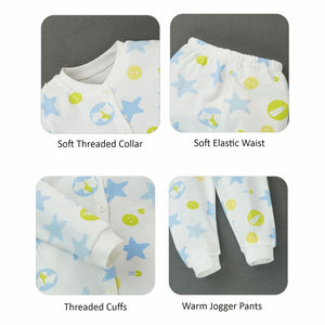 White Star & Bottle Print Full sleeves tops & pants set Unisex Kids Wear - 12 - 18 Months Kids Clothing