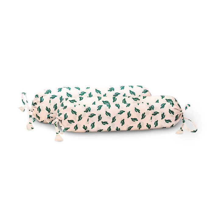 The Baby Atelier 100% Organic Baby Bolster Cover Set without fillers Pink Cactus