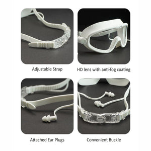 White with purple Button style Anti Fog UV Protection leakproof design Swim Goggles for Adults - Swim