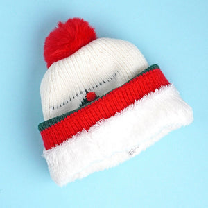 White XMAS Tree Christmas themed Woolen Winter Cap Beanie for kids, 3 - 10 Years - 3 - 10 Years Winter Wear