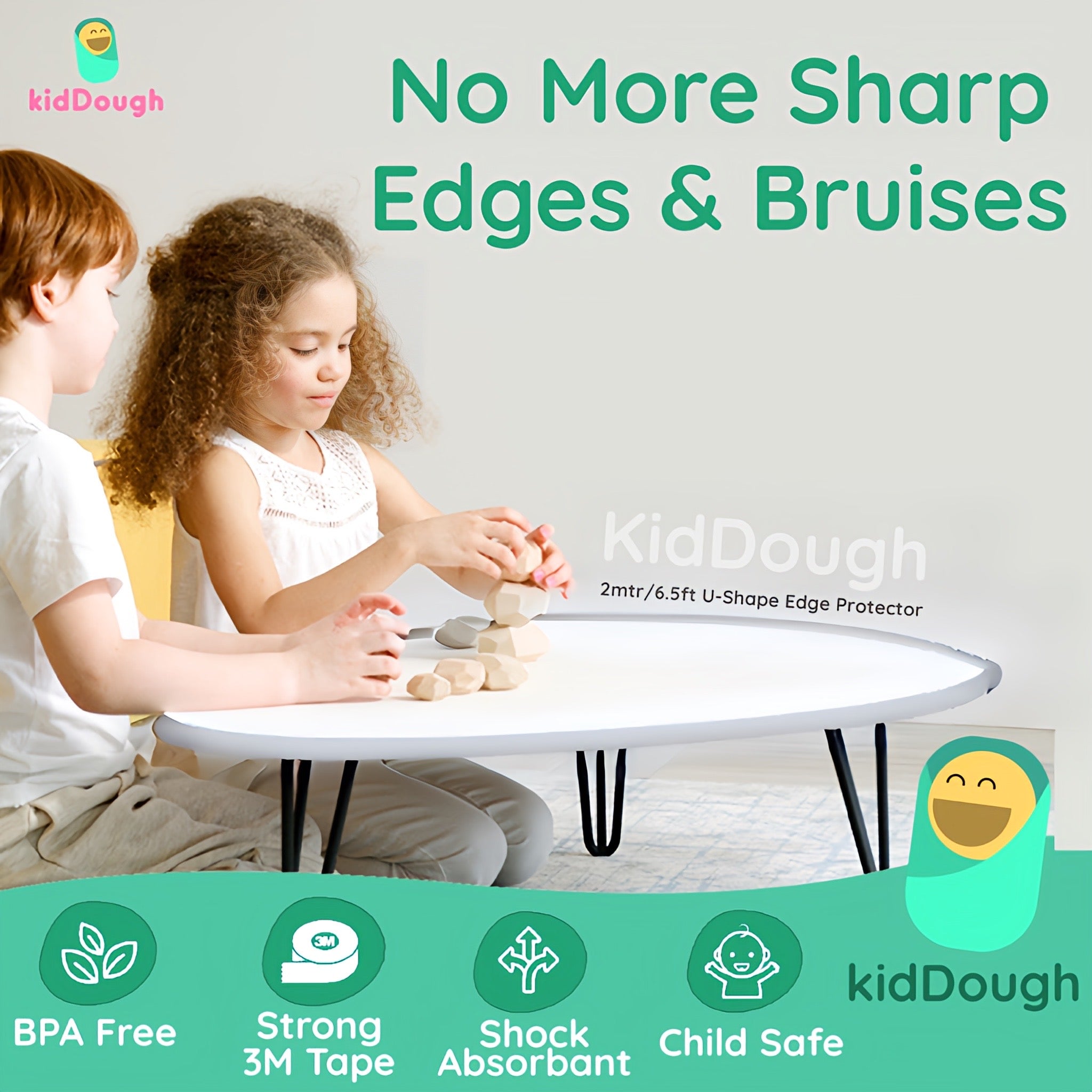 KidDough Baby Proofing U-Shape Safety Strip- 2 Meters White