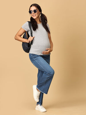 Wide Leg Maternity Denim with Belly Support - MDD - WDLEG - S