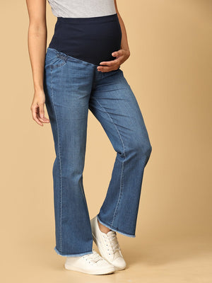 Wide Leg Maternity Denim with Belly Support - MDD - WDLEG - S