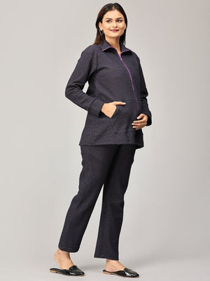 Wildflower Dreams Maternity and Nursing Bomber Jacket Co- Ord Set - MWW-SD-NVYJ-S