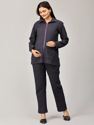 Wildflower Dreams Maternity and Nursing Bomber Jacket Co- Ord Set - MWW-SD-NVYJ-S