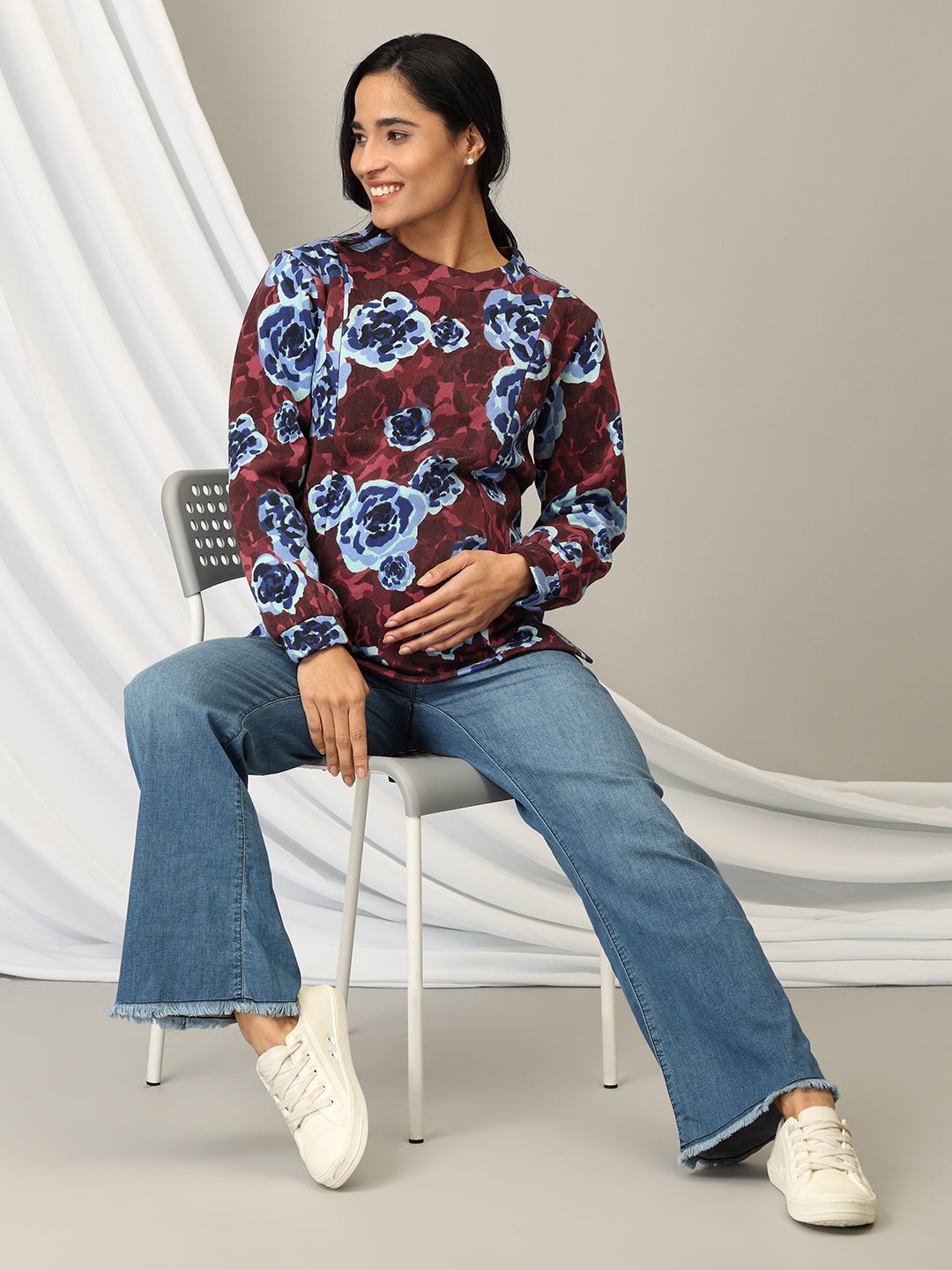 Wildflower Whimsy Maternity and Nursing Sweatshirt - MNSWT - SD - WLDW - S