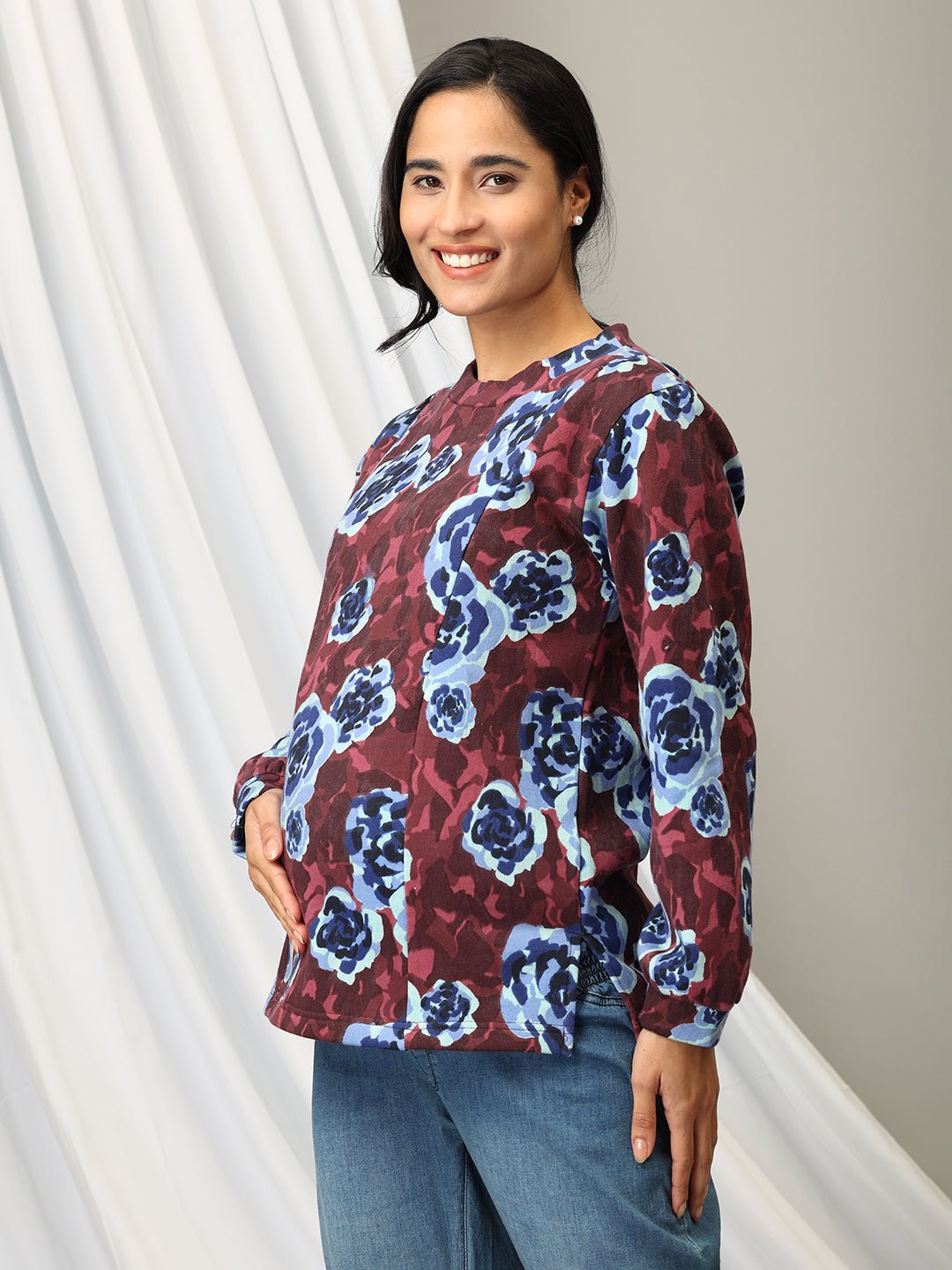 Wildflower Whimsy Maternity and Nursing Sweatshirt - MNSWT - SD - WLDW - S