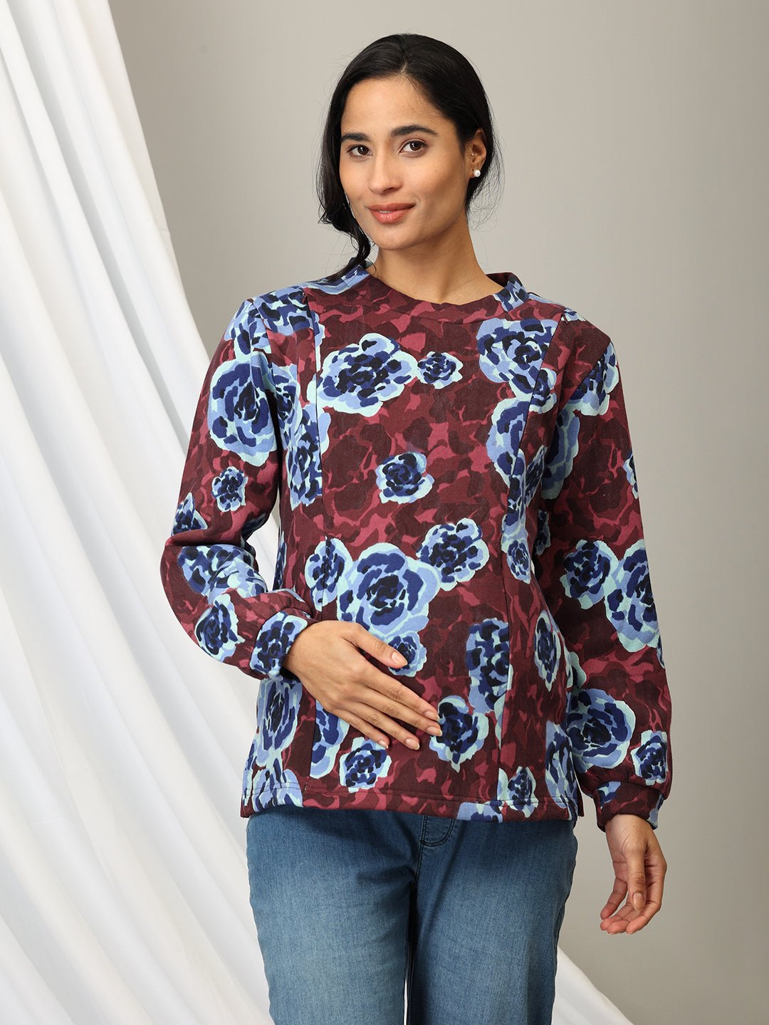 Wildflower Whimsy Maternity and Nursing Sweatshirt - MNSWT - SD - WLDW - S