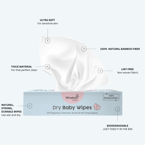 Windmill baby Natural Dry Baby Wipes - WMB032