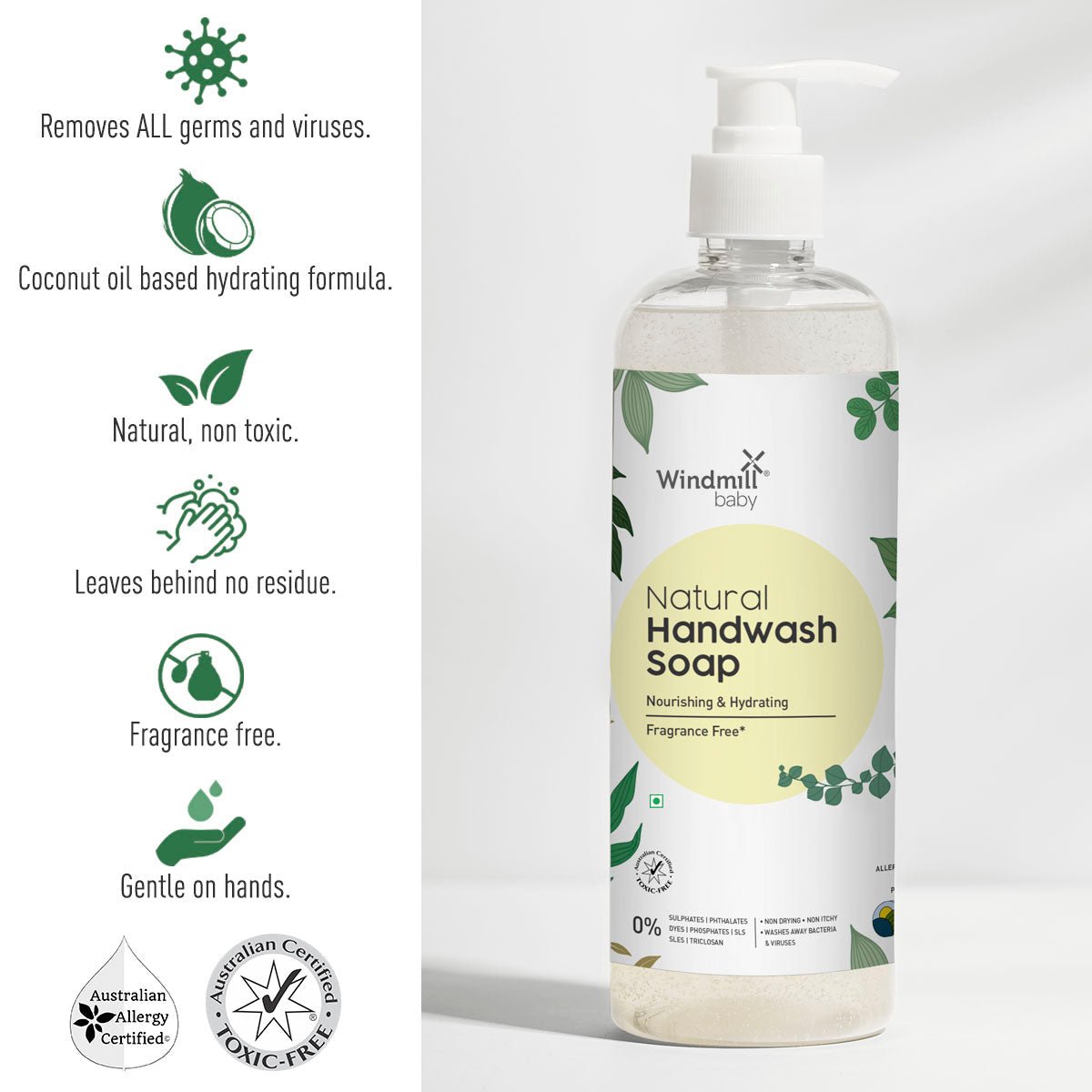 Windmill Baby Natural Fragrance Free Handwash Liquid Soap - 450 ml - WMB020