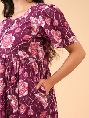 Wine Élan Maternity and Nursing Dress - S Maternity Casual Dress