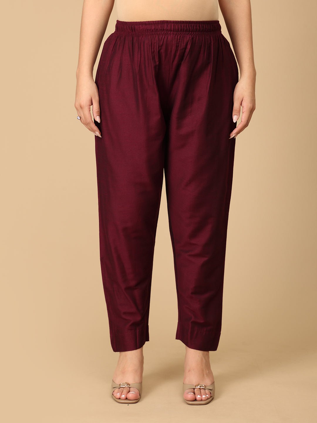 Wine Silk Maternity Pants - MBS - SK - WNSK - S