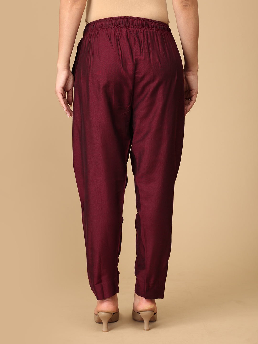 Wine Silk Maternity Pants - MBS - SK - WNSK - S