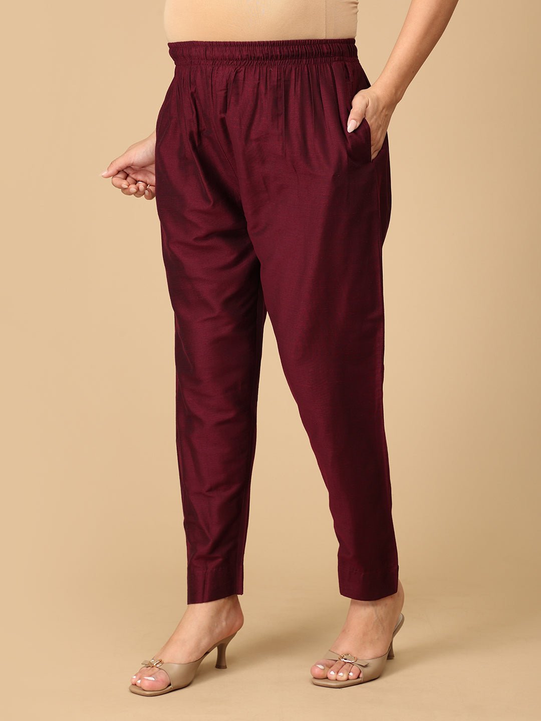 Wine Silk Maternity Pants - MBS - SK - WNSK - S