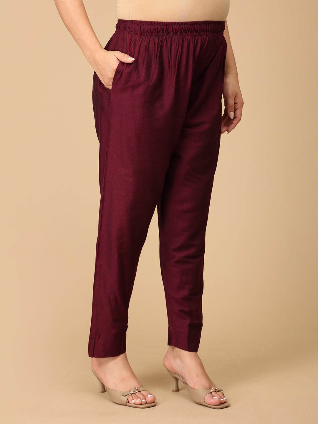 Wine Silk Maternity Pants - MBS - SK - WNSK - S