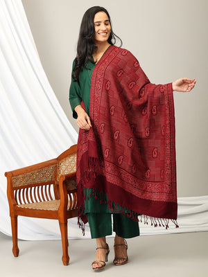 Wine Wrap Acrylic Woolen Stole - WNTSTL - WNWRP