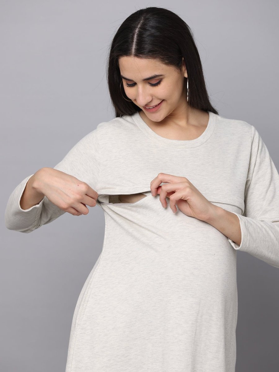 Winter Morning Maternity Sweater Dress With Nursing - DRS-WTRMR-S