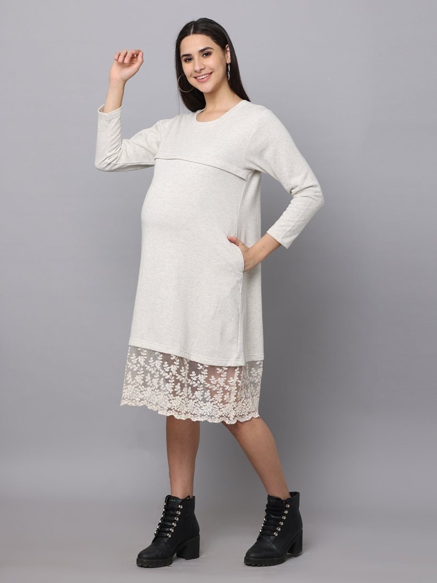 Winter Morning Maternity Sweater Dress With Nursing - DRS-WTRMR-S