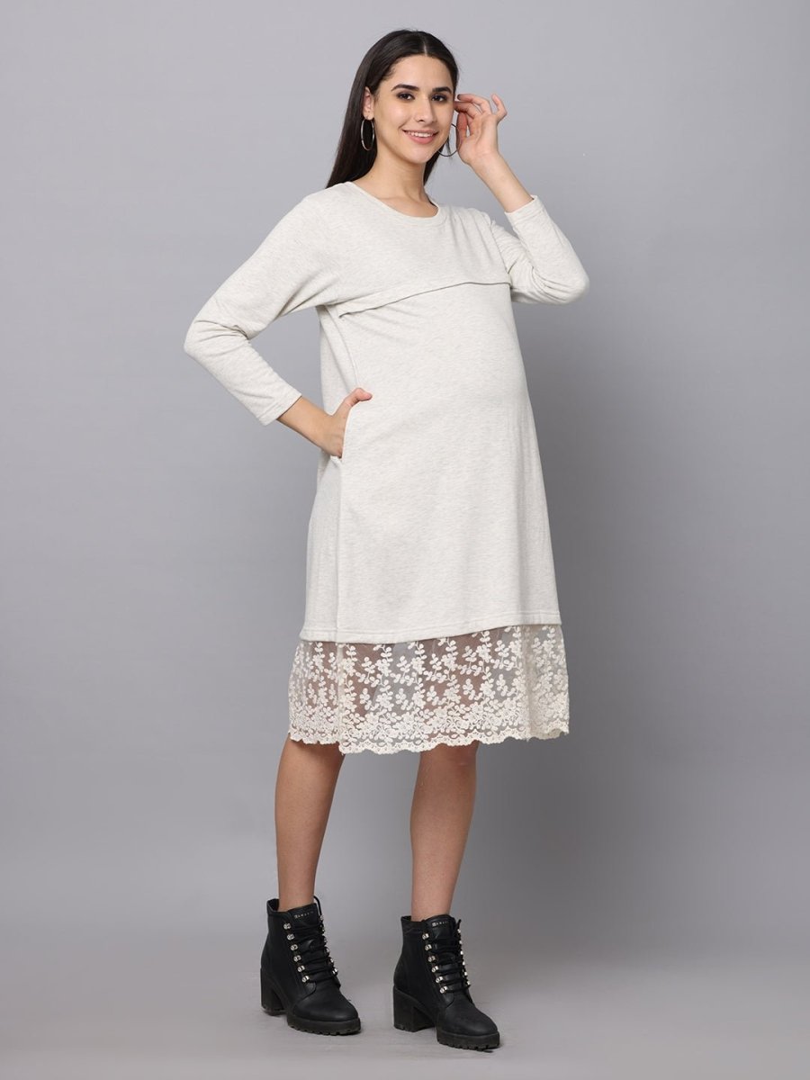 Winter Morning Maternity Sweater Dress With Nursing - DRS-WTRMR-S