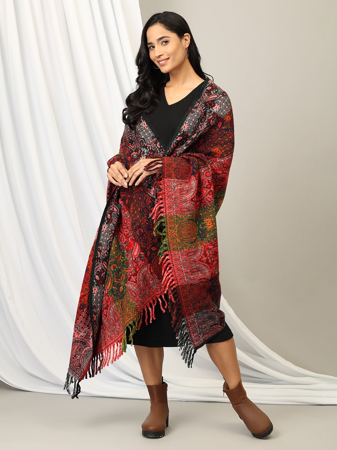 Winter Wonderland Acrylic Woolen Shawl - WNTSTL - WNWLD