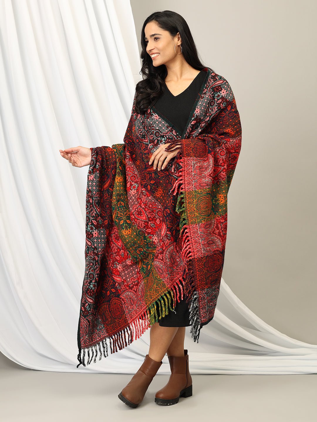 Winter Wonderland Acrylic Woolen Shawl - WNTSTL - WNWLD