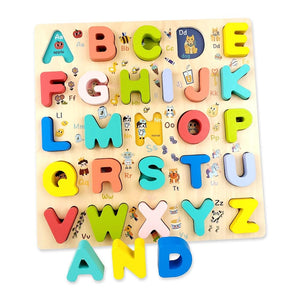 Wooden Alphabet Puzzle Board for Kids (A–Z Learning Toy) - Learning and Educational Toys