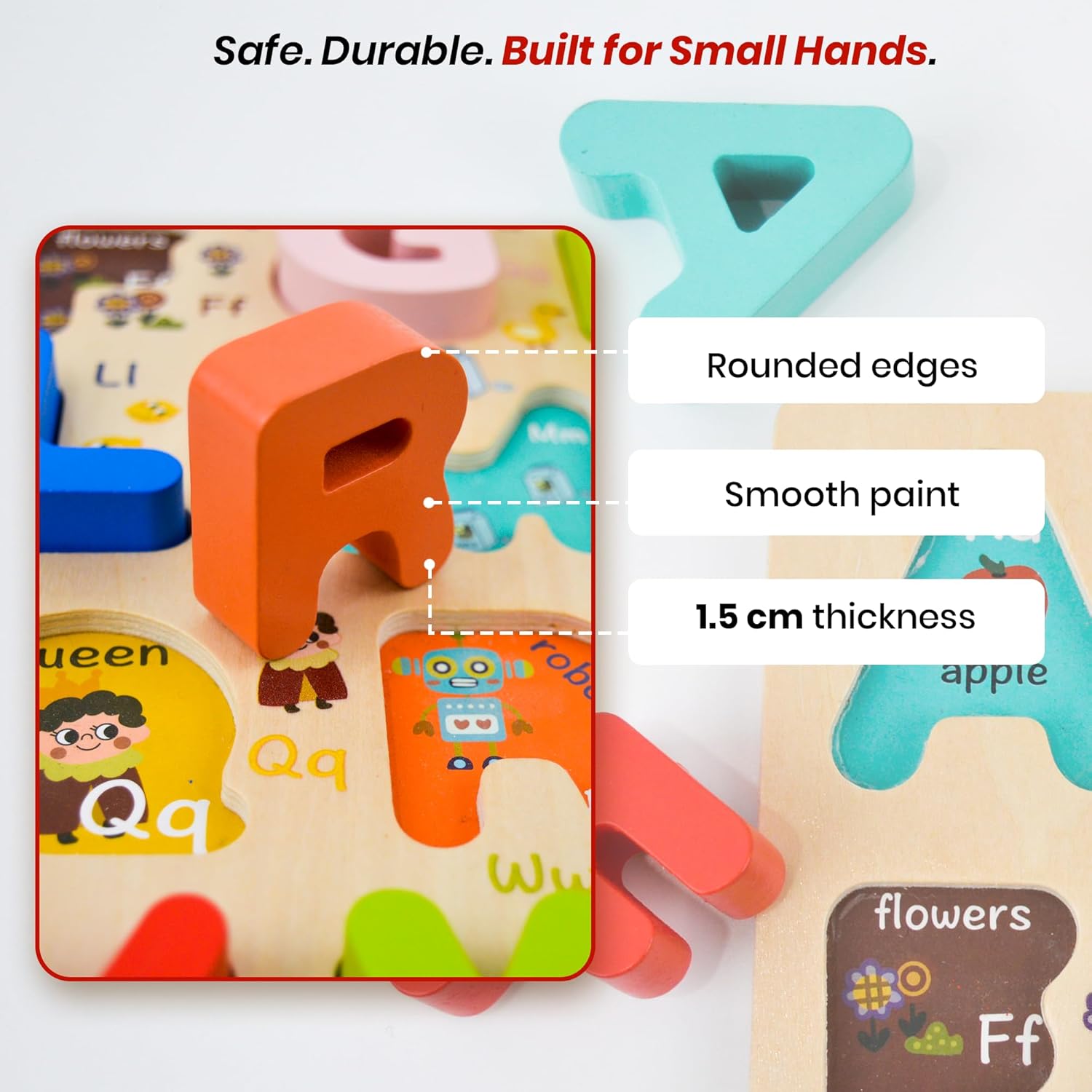Wooden Alphabet Puzzle Board for Kids (A–Z Learning Toy) - Learning and ...
