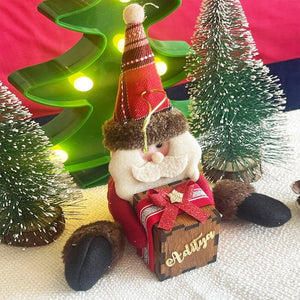Wooden Legs Santa with a Personalised Gift Tree Ornament - Little Surprise BoxWooden Legs Santa with a Personalised Gift Tree Ornament