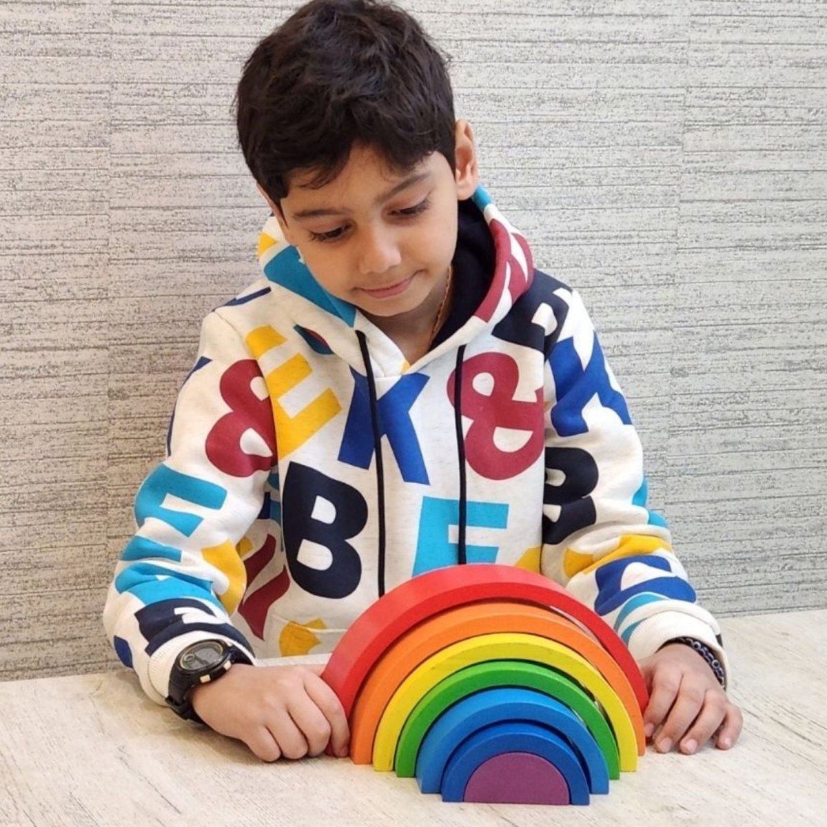 Wooden Rainbow Stacker Medium- 7 Pcs - ET118