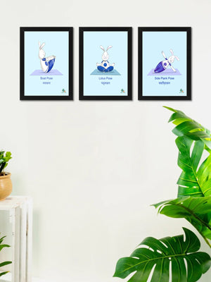W&R Bunny Yoga Frame - Black Frame with Blue Base or White Frame with Yellow Base - Big Photo Frame