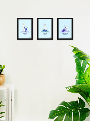 W&R Bunny Yoga Frame - Black Frame with Blue Base or White Frame with Yellow Base - Small Photo Frame