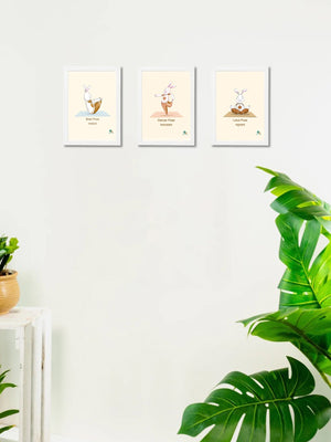 W&R Bunny Yoga Frame - Black Frame with Blue Base or White Frame with Yellow Base - Small Photo Frame